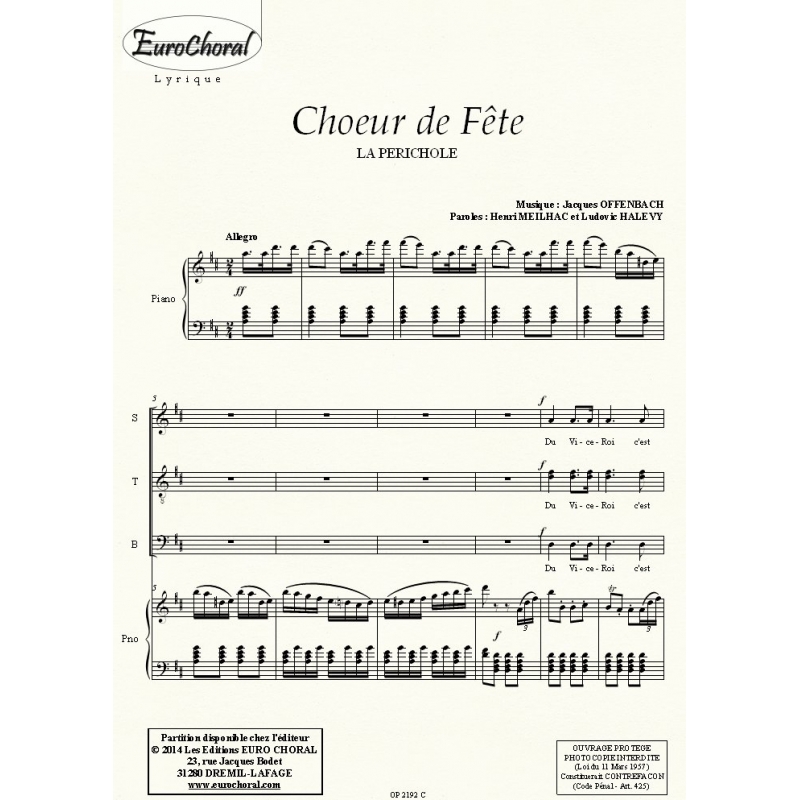 CHOEUR DE FETE (La Périchole) (Conducteur)
