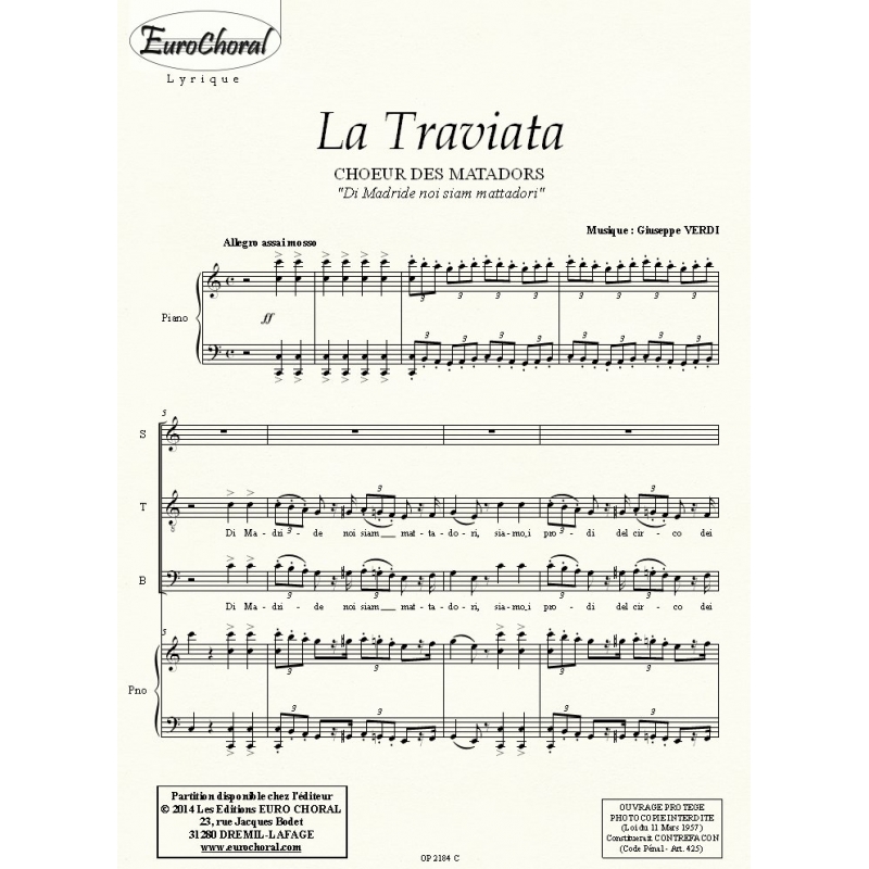 CHOEUR DES MATADORS (La Traviata) (Conducteur)
