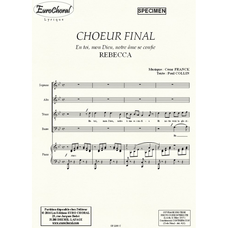 EN TOI MON DIEU NOTRE AME SE CONFIE (Rebecca) (Conducteur)