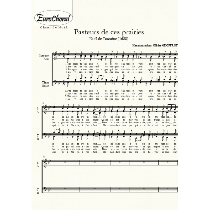 Pasteurs de ces prairies (Noël de Touraine)