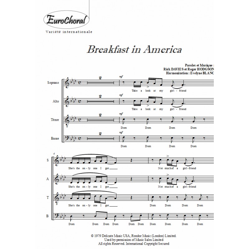 BREAKFAST IN AMERICA (conducteur)