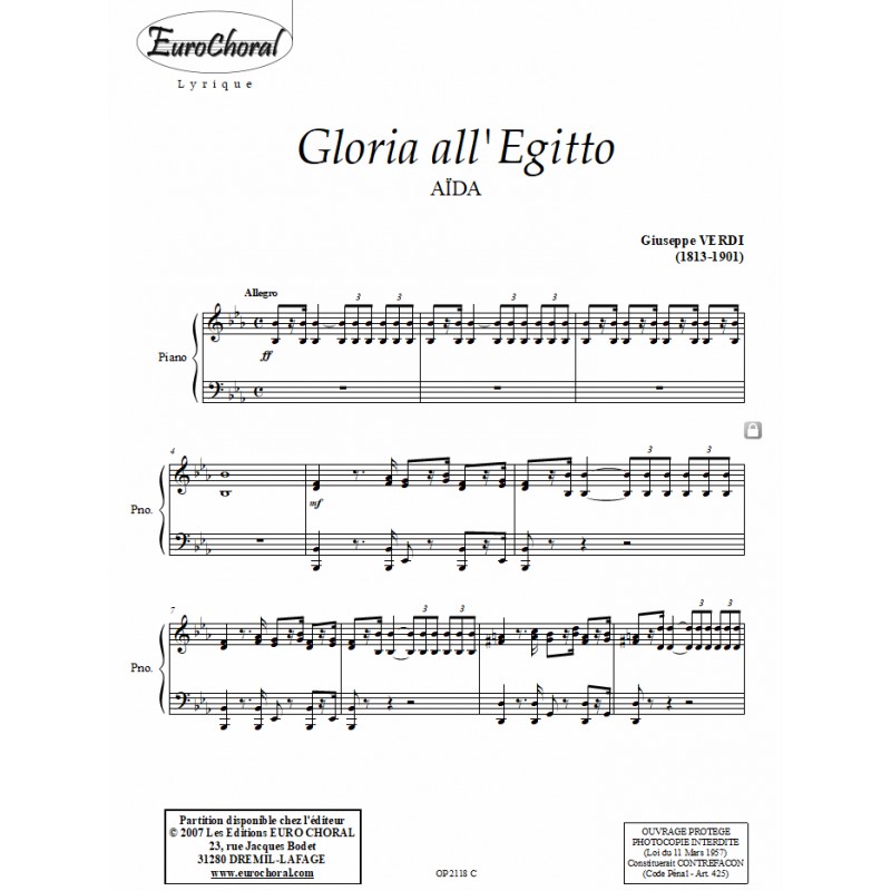 GLORIA ALL EGITTO (extrait de Aïda) (Conducteur)