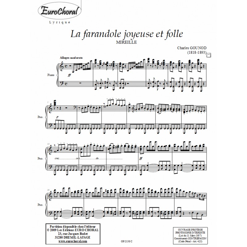 FARANDOLE JOYEUSE ET FOLLE (LA) (Mireille) (Conducteur)
