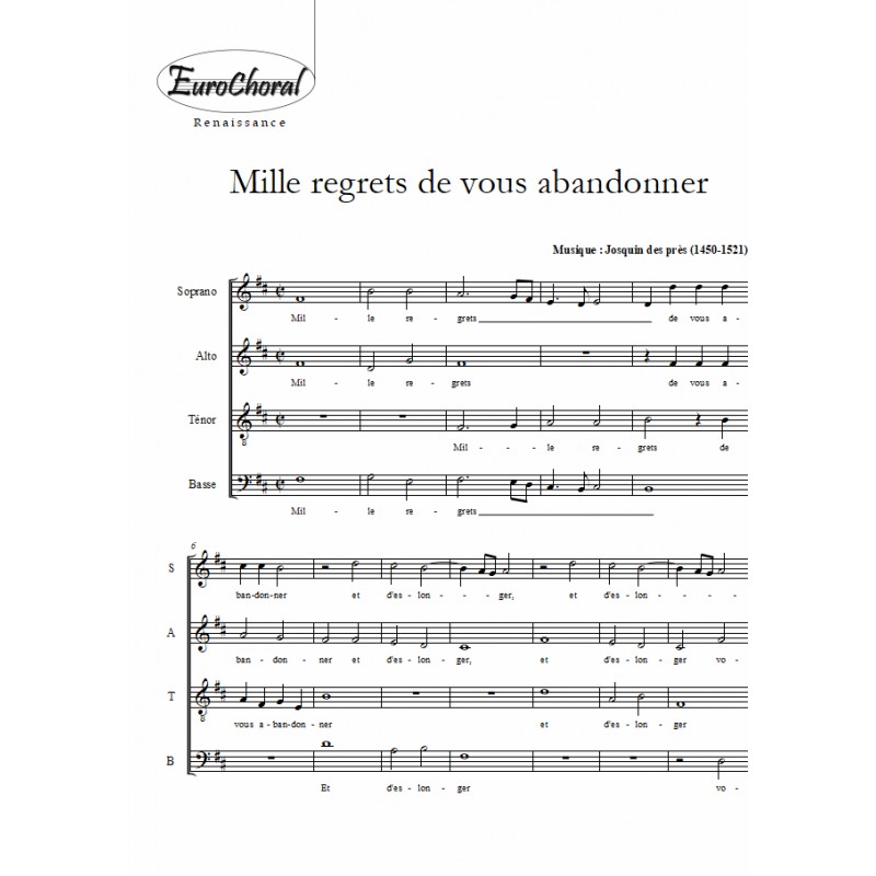 MILLE REGRETS DE VOUS ABANDONNER