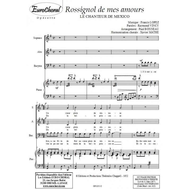ROSSIGNOL DE MES AMOURS (Conducteur)