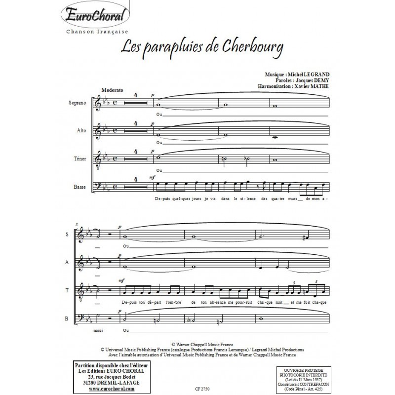 LES PARAPLUIES DE CHERBOURG (Choeur)