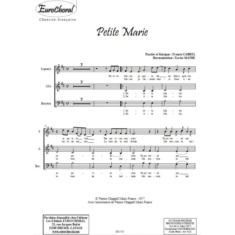 PETITE MARIE (Choeur)