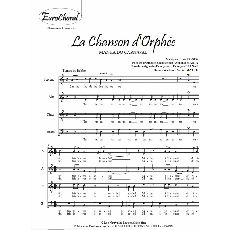 CHANSON D’ORPHÉE (LA) (MANHA DO CARNAVAL)