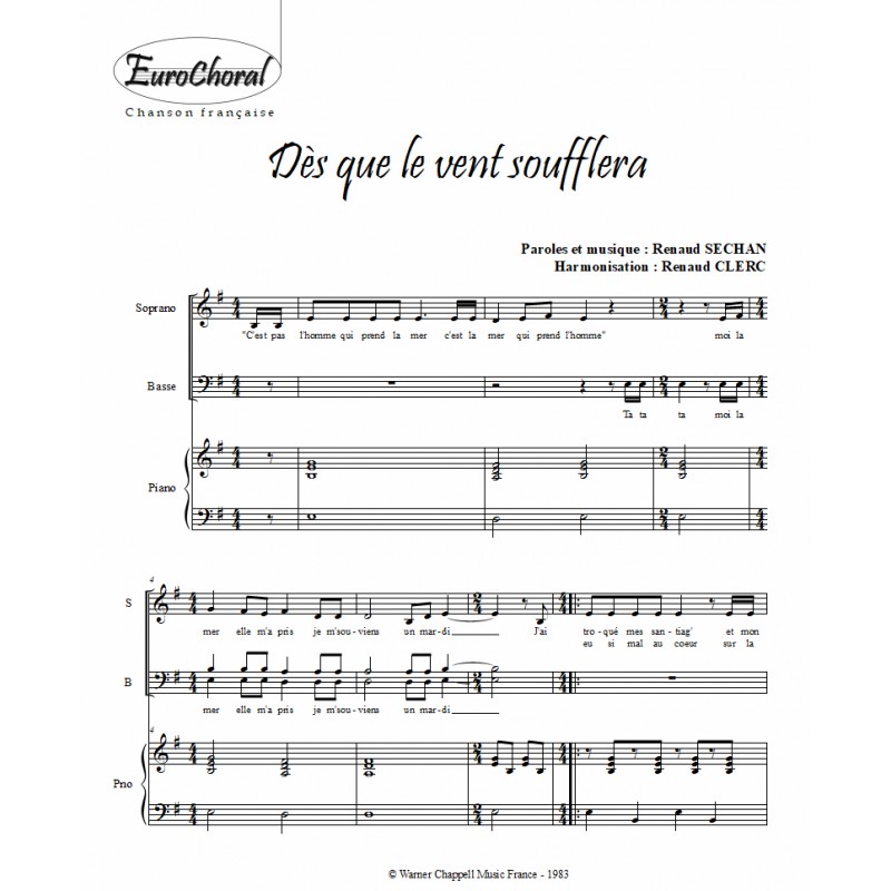 DES QUE LE VENT SOUFFLERA (Conducteur)