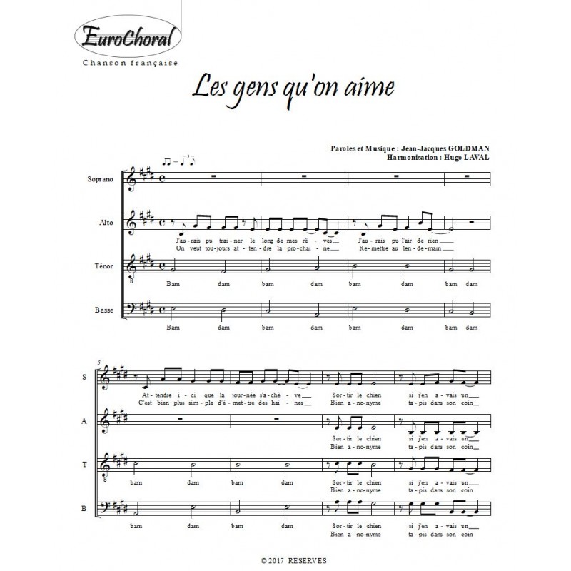 Les gens qu'on aime (chanson française) Sheet music for Piano (Solo)