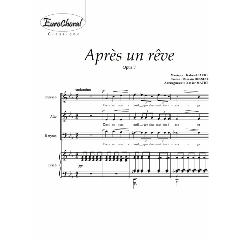 APRÈS UN RÊVE Op.37 (3 VM)