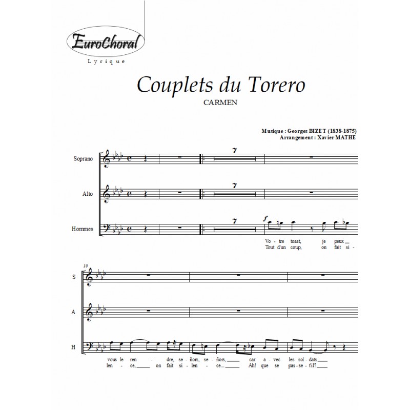 COUPLETS DU TORERO (Carmen) (Choeur)