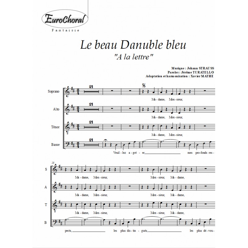 BEAU DANUBE BLEU (Le) (A la lettre) (Choeur)