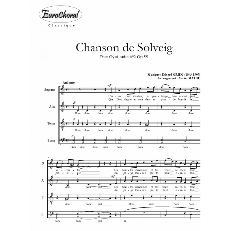 CHANSON DE SOLVEIG (extrait de "Peer Gynt")