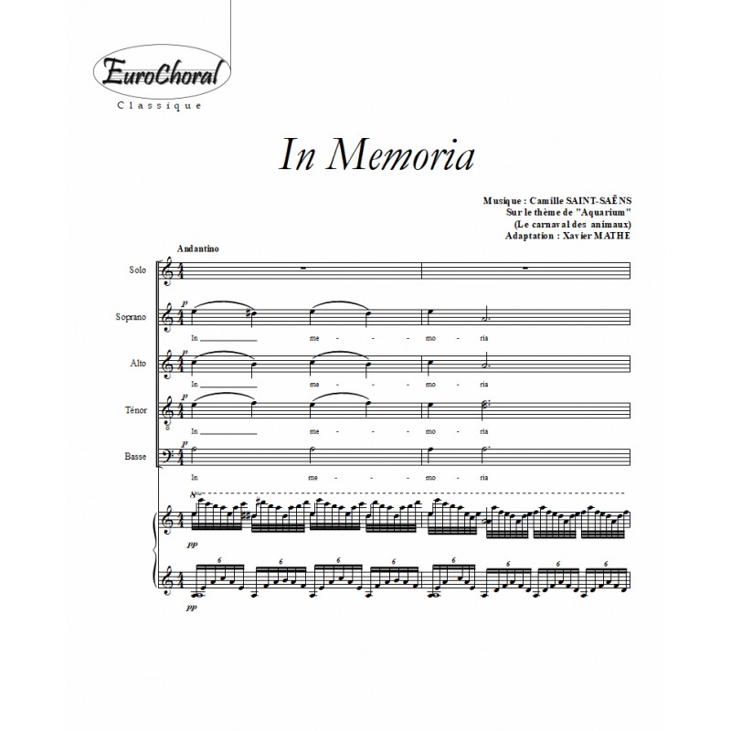 In Memoria (C. Saint-Saëns) Partition chorale et piano