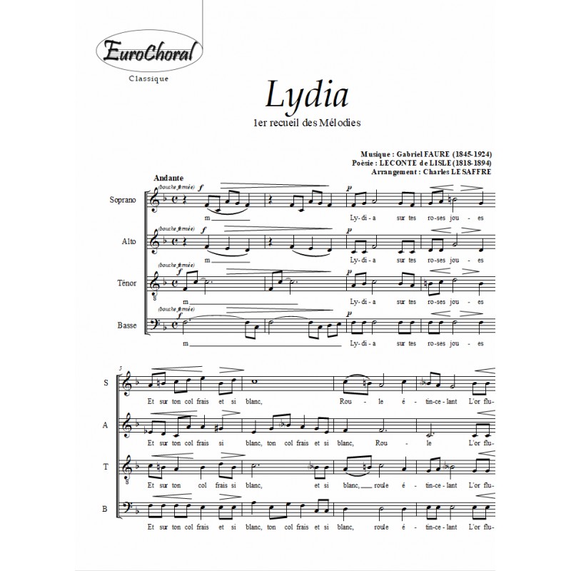 LYDIA (1er recueil des Mélodies)