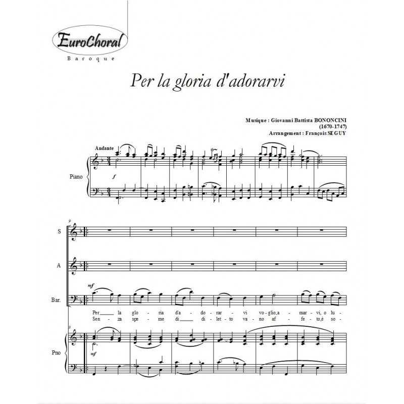 PER LA GLORIA D'ADORARVI
