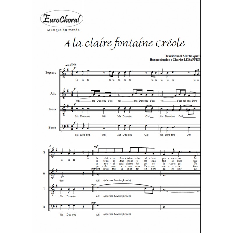 A la claire fontaine créole