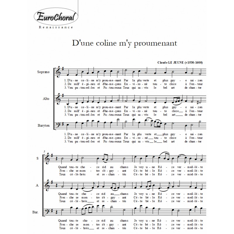 D'UNE COLINE M'Y PROUMENANT (Le Jeune)