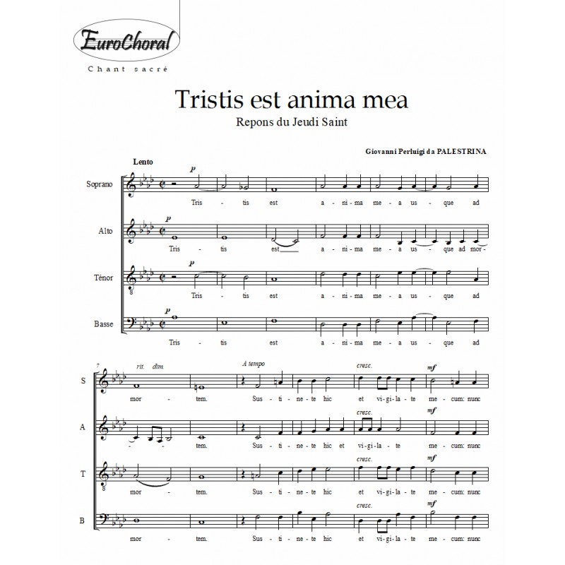 TRISTIS EST ANIMA MEA (Palestrina)