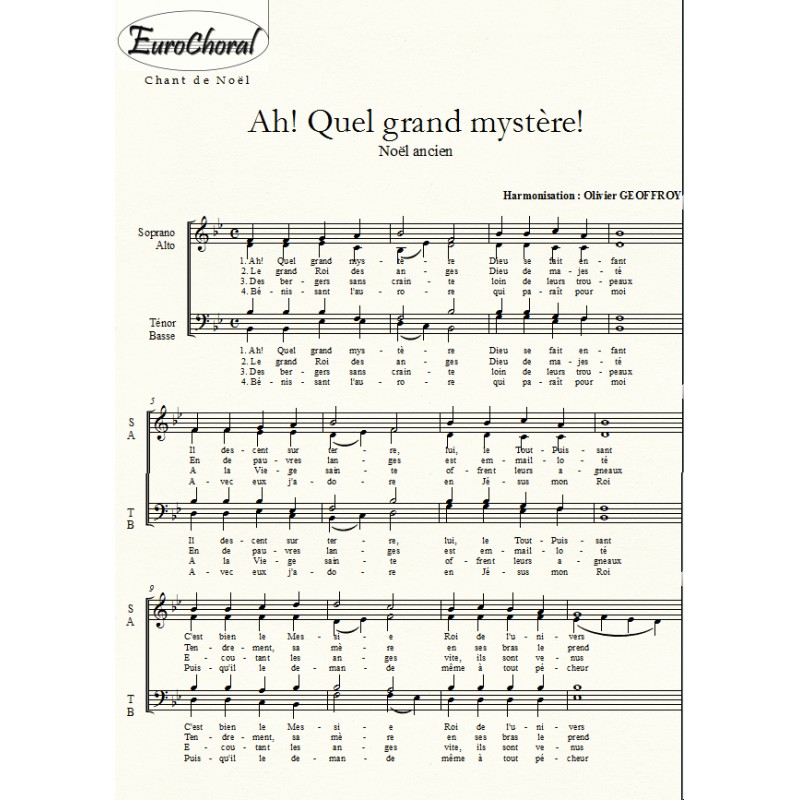 Ah quel grand mystère (noël ancien)