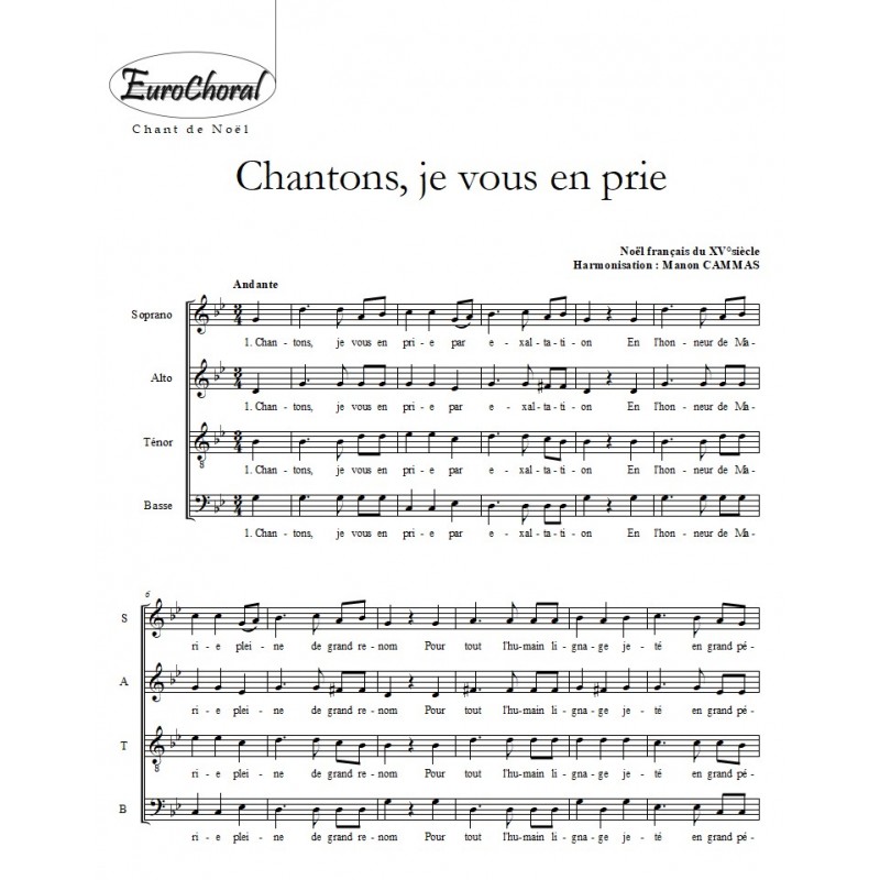 CHANTONS JE VOUS EN PRIE