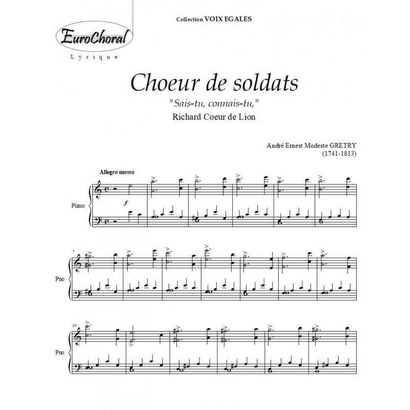 CHOEUR DE SOLDATS (A.E.M Grétry)