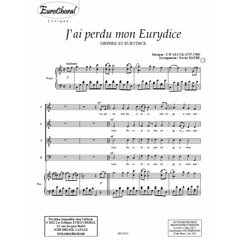 J'AI PERDU MON EURYDICE (Conducteur)