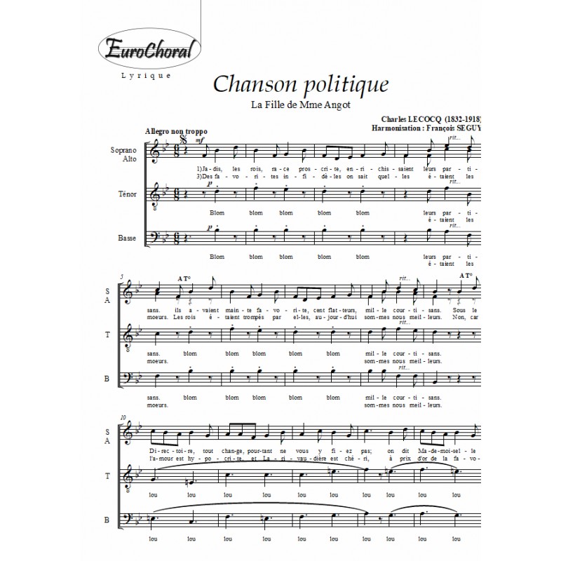 CHANSON POLITIQUE (La fille de Mme Angot)