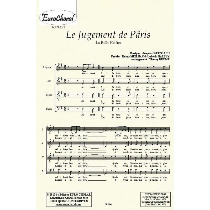 JUGEMENT DE PÂRIS (LE) (La Belle Hélène) (Choeur)