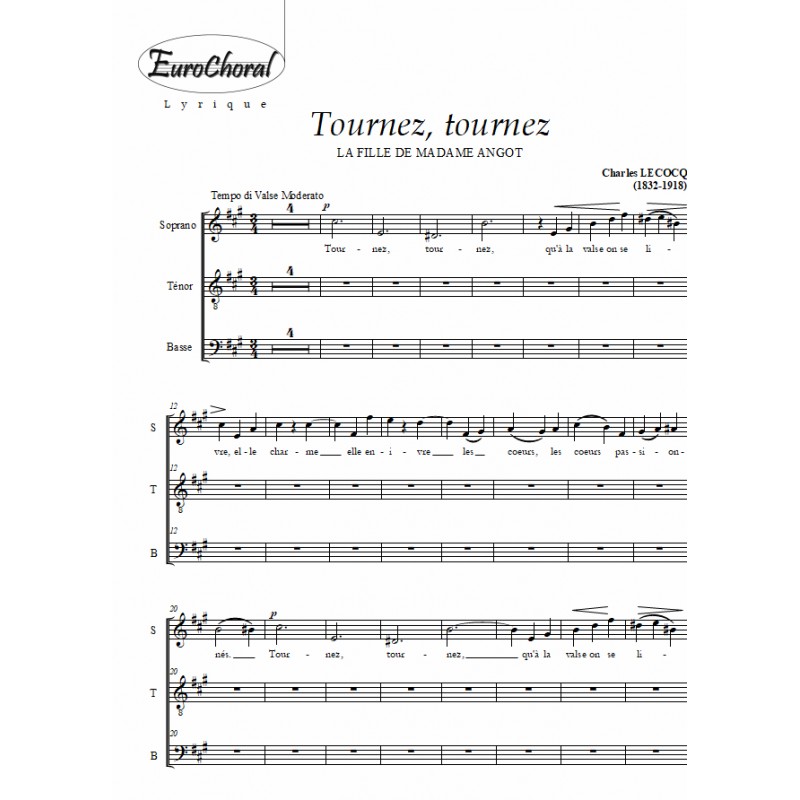 TOURNEZ, TOURNEZ (La Fille de Mme Angot) (Choeur)
