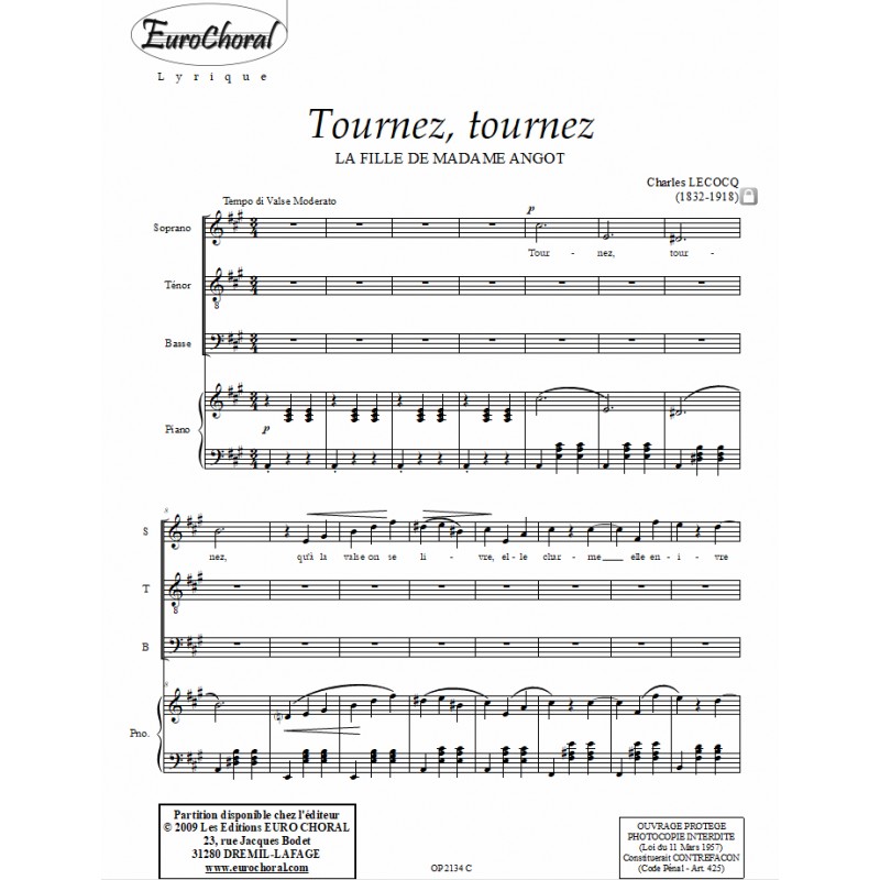 TOURNEZ, TOURNEZ  (La Fille de Mme Angot) (Conducteur)