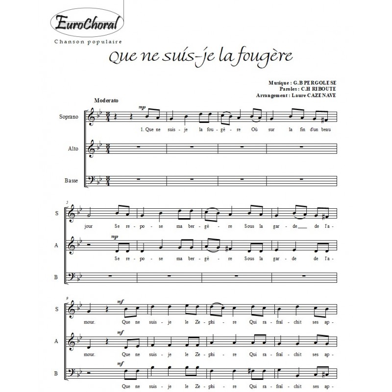 QUE NE SUIS-JE LA FOUGERE