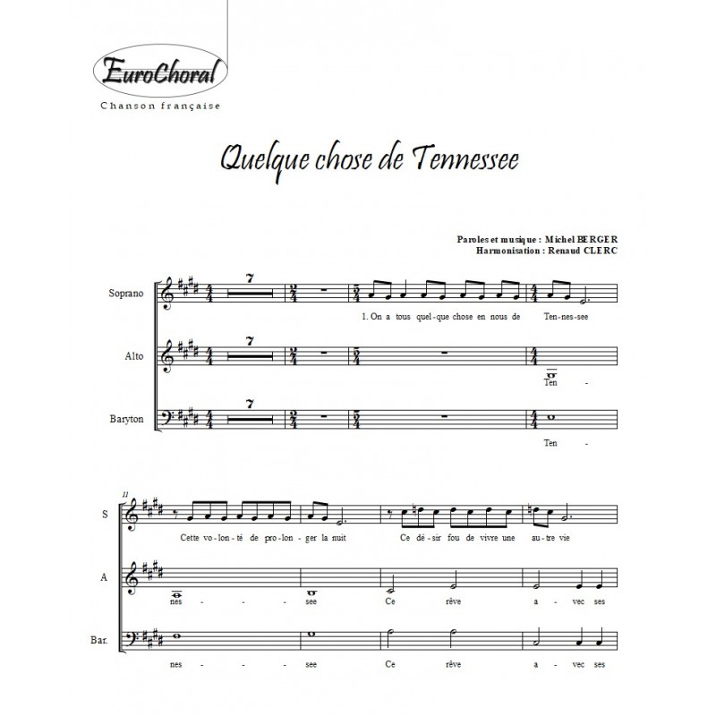 QUELQUE CHOSE DE TENNESSEE (Choeur)